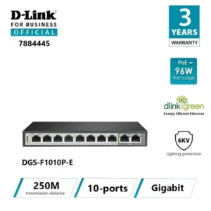 Dlink 10 port 10/100 long range poe + surveillance switch